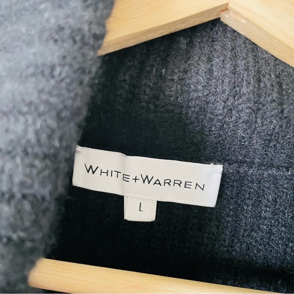 White + Warren LARGE 100% cashmere black turtleneck sleeveless sweater - Picture 3 of 5